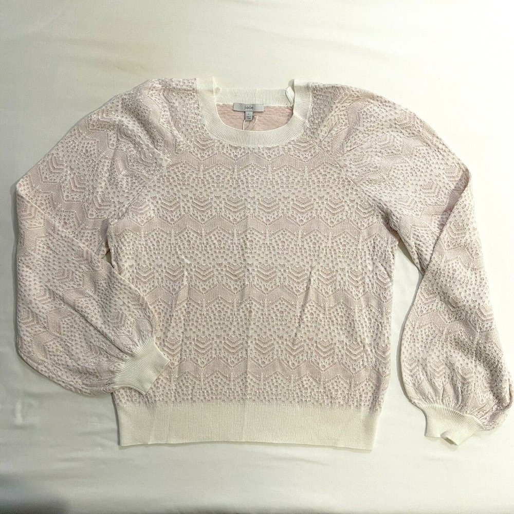 joie Retail $278 Dulcia Sweater White Pink Large Floral Lace Bell Sleeve Blouse